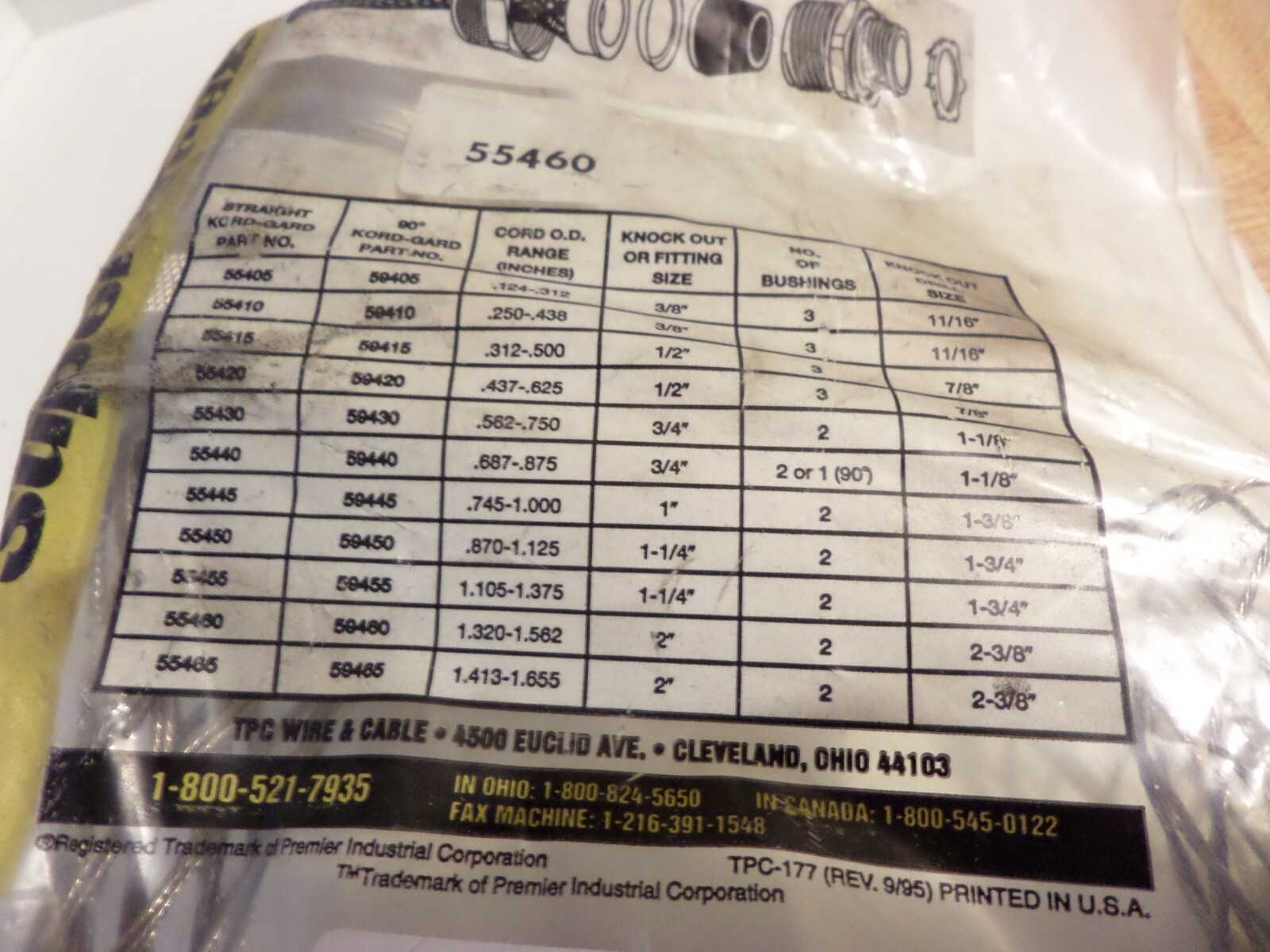 ⭐NEW IN BAG⭐ TPC 2″ NPT KORD-GARD 55460 Super-Trex CABLE CORD GRIP 1.320-1.562″