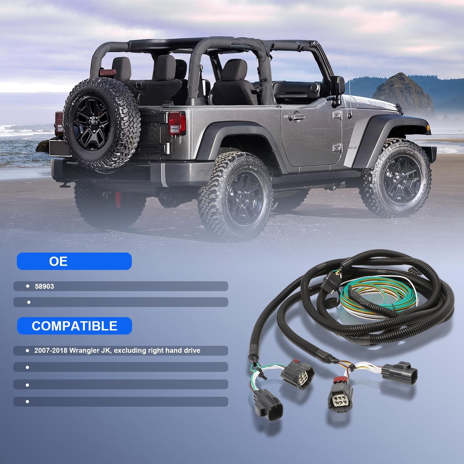 58903 Custom Fit 4 Way RV Towed Vehicle Wiring Trailer Harness Compatible wit…