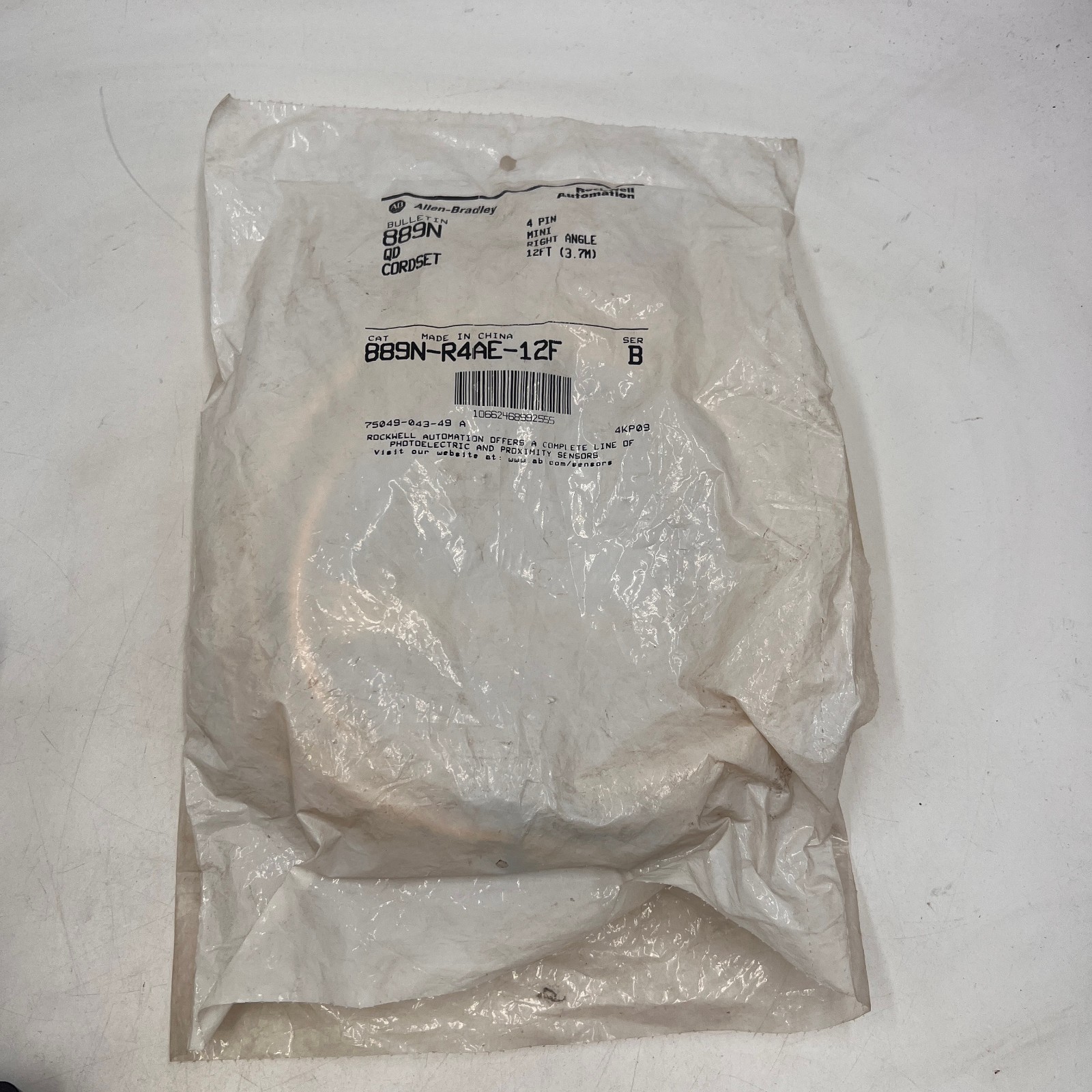NEW Allen Bradley 889N-R4AE-12F 4 Pin Mini Right Angle Cordset 12ft