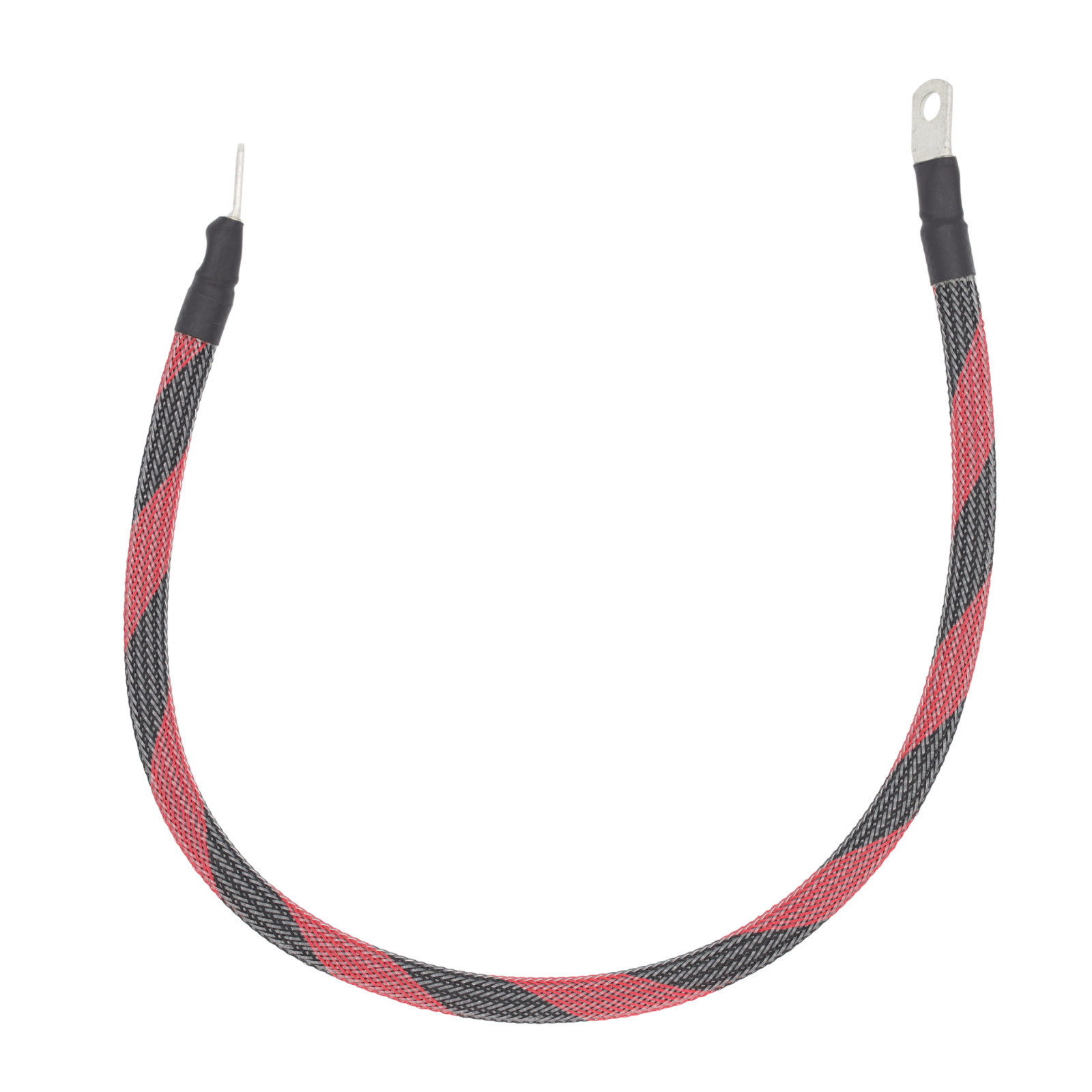 2 AWG Gauge Custom Battery Cable Copper Braided (Black with Red Spiral)