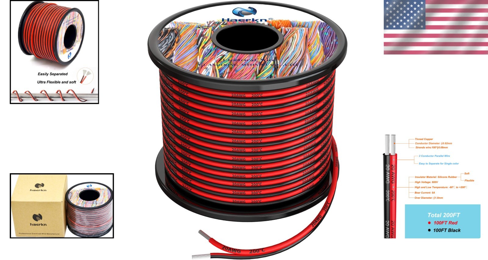 200FT 20 AWG Silicone Wire – Oxygen-Free Copper for Superior Reliability