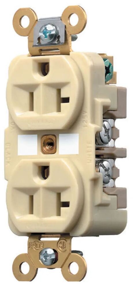 Hubbell HBL5362I, 125 VAC, 20 A, 5-20R, Ivory, Straight Blade Receptacle, 1 pc