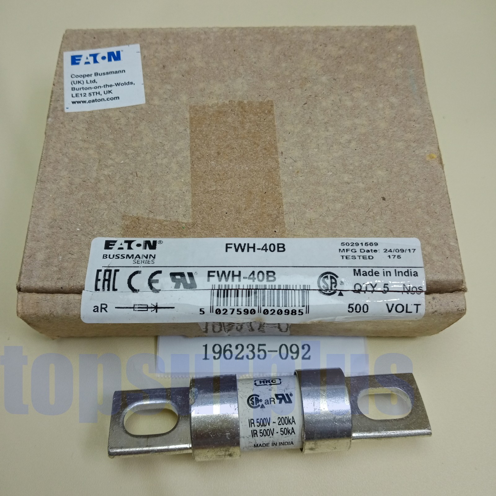 (1 PCS) FWH-40B Bussmann Fuse 500 VOLT 40A