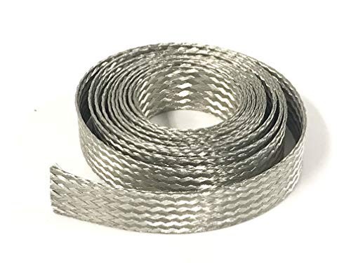 Tinned Copper Flat Braid Ground Strap 1in x 20ft