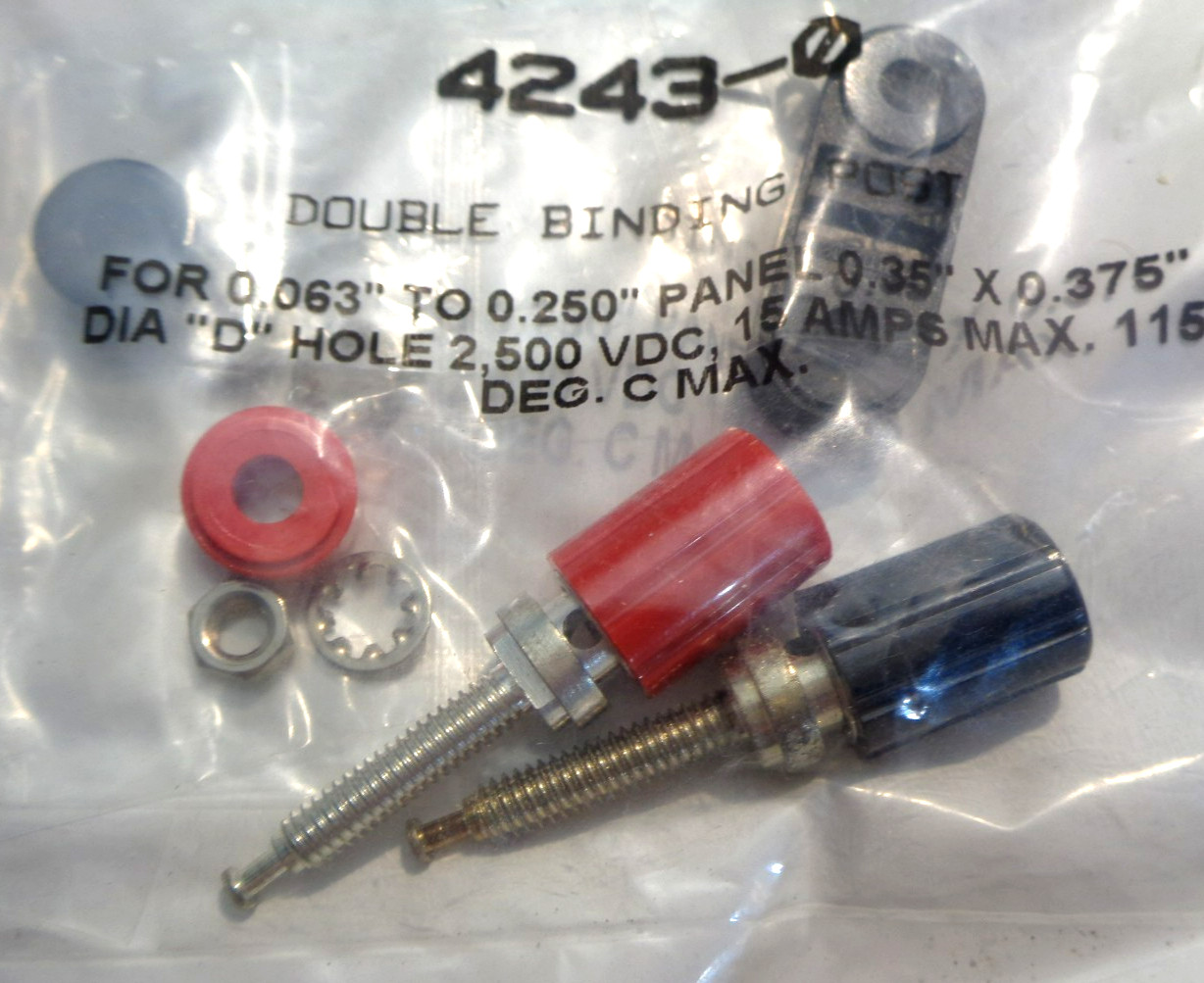 One New Pomona 4243-0 Double Binding Post For 0.063” To 0.250” Panel 2500VDC 15A