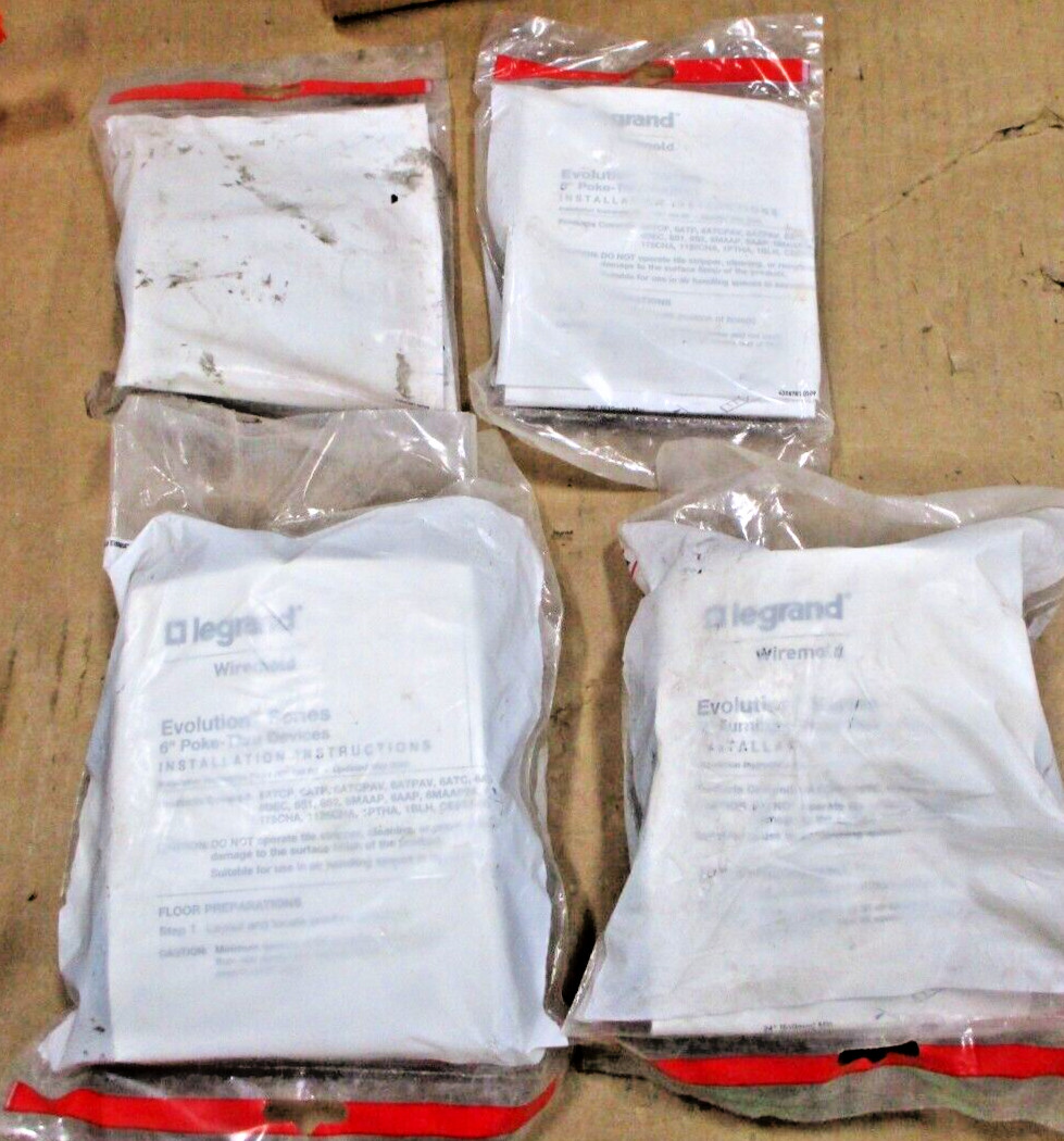 Legrand Wire Mold Subpacks 6ATCFF 6ATCP 6CTC Sold as Lot of 4 Bags A8030ISU