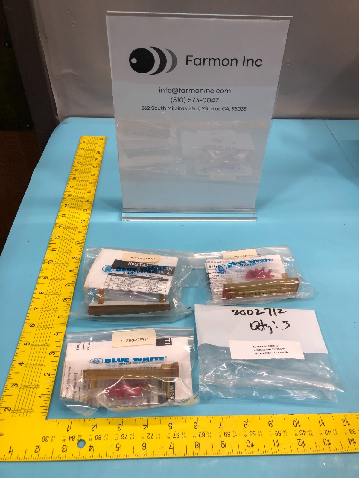 3 BLUE WHITE F-750GPH FLOW METER, .5-5.5 GPH, F-750-GPHS,HARRINGTON, 184643