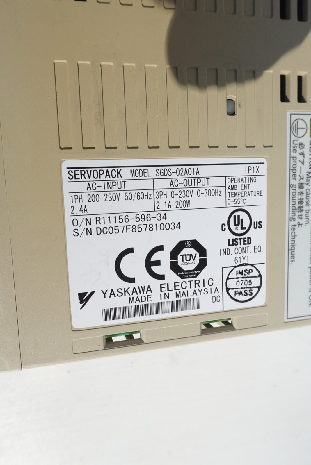 Yaskawa SGDS-02A01A SGDS02A01A Servopack 200W