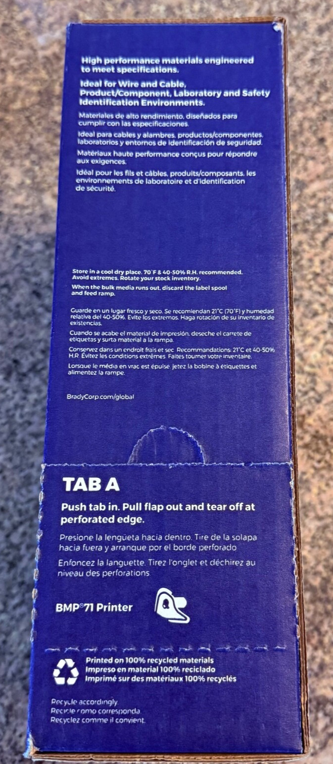 Brady BM71-500-175-342, (Qty 1000 Roll) .5″ x 1.5″ ~ Product 115019 ~ B-342 ~New