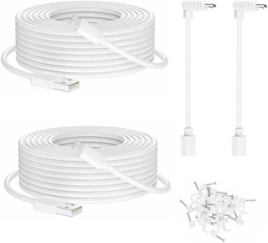 Micro USB Camera Extension Cable for Wyze, [2-Pack, 30Ft] Power Extension Cord f