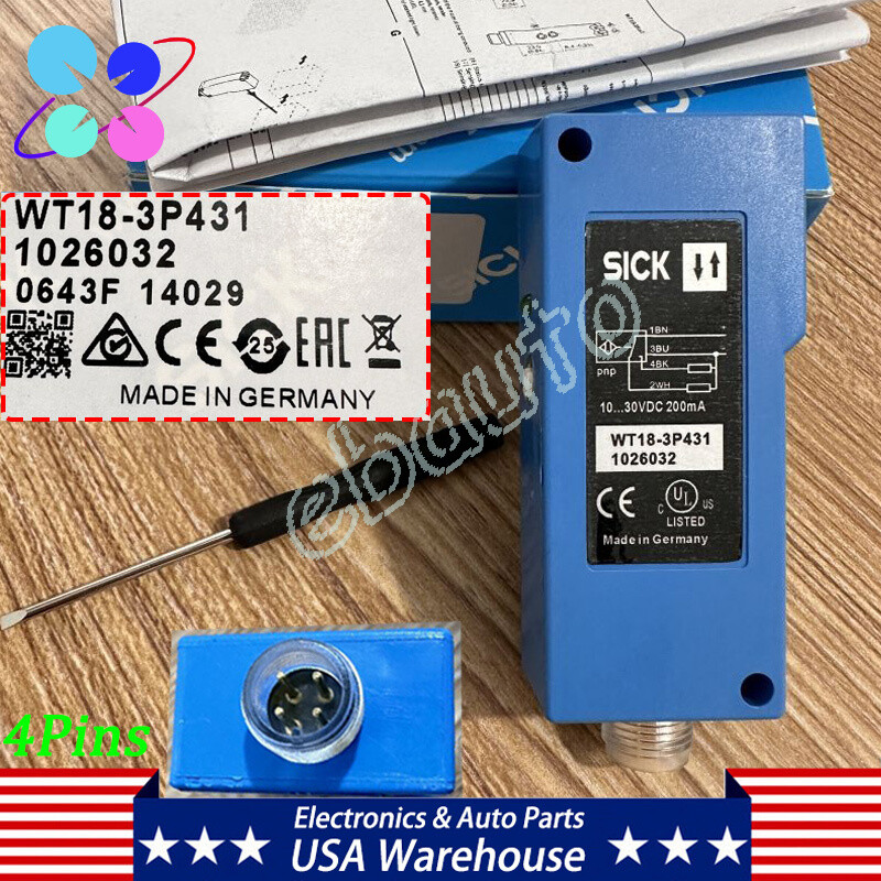Photoelectric Sensor 10-30VDC PNP 4Pins For SICK WT18-3P431 1026032 US Stock