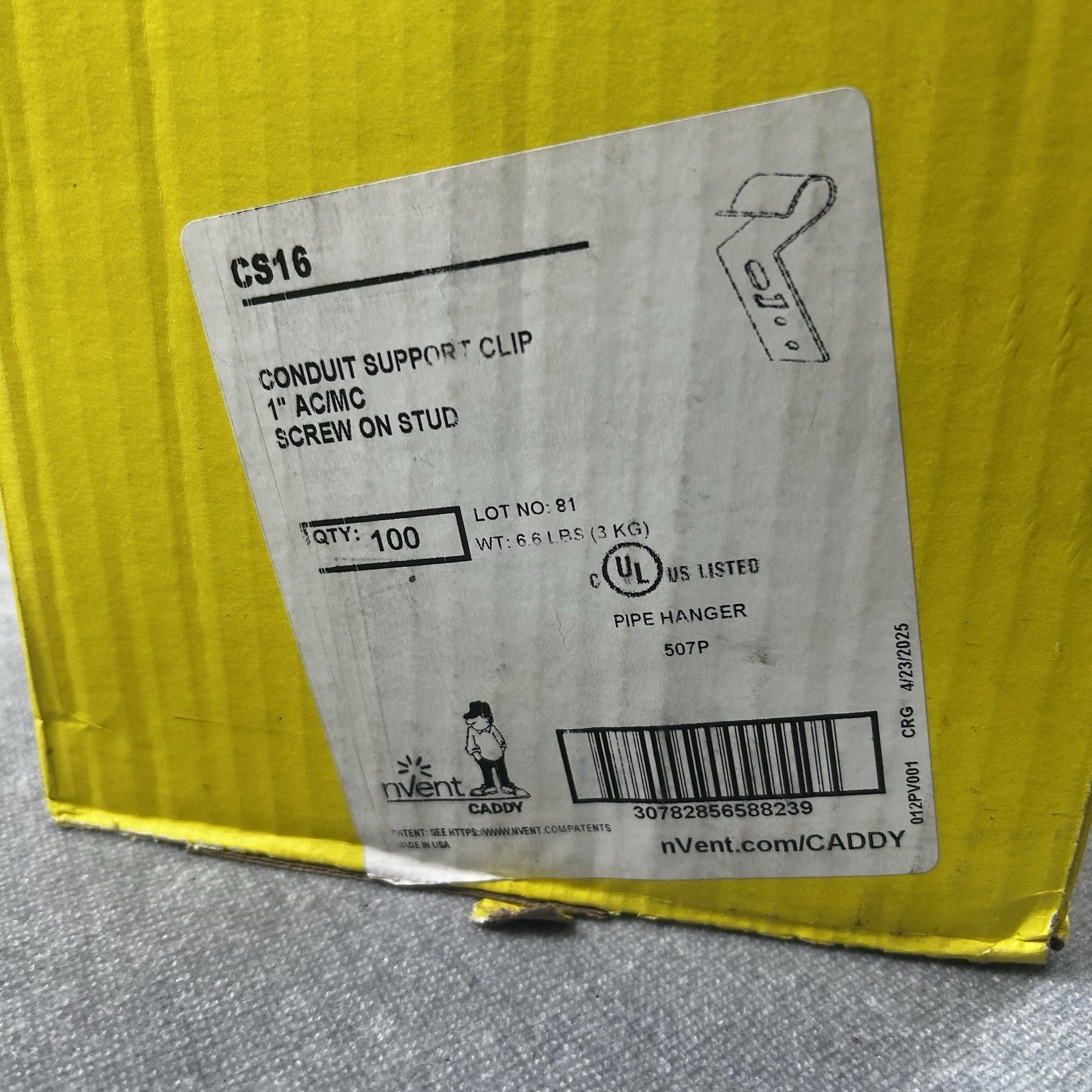 Caddy CS16 1″ EMT Conduit Support Clip Electrical In Wall Strap – 100 Ct