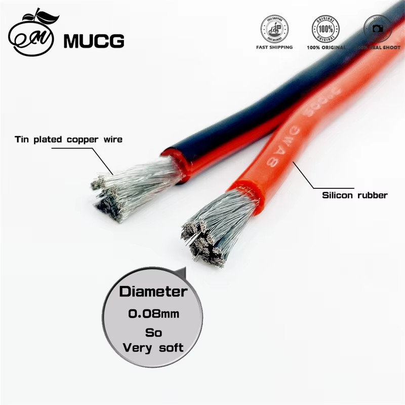 2Pin Silicone Cable Super Soft 8AWG 12 14 16 18 20 22 24 28 AWG Flexible High Te
