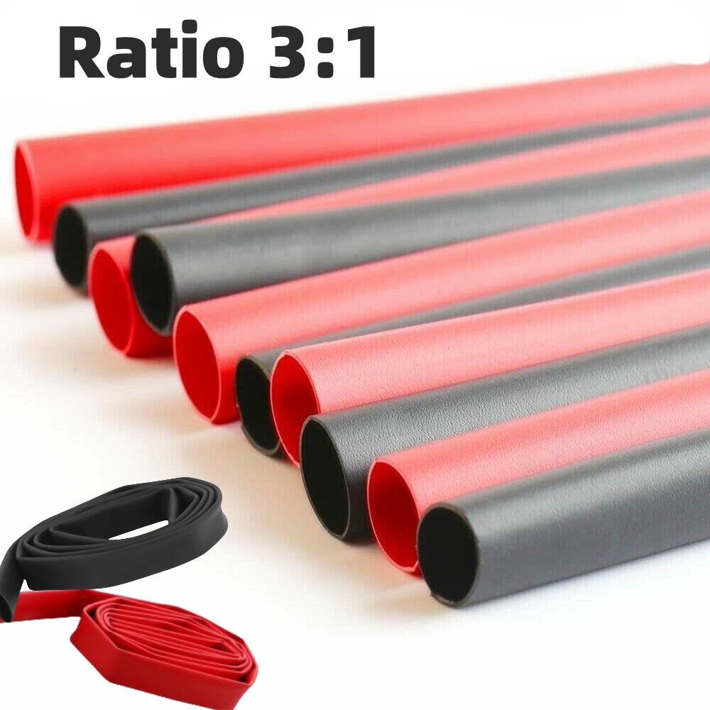 5/10ft Black & Red Marine 3:1 Ratio Dual Wall Heat Shrink Tubing Industrial Kits