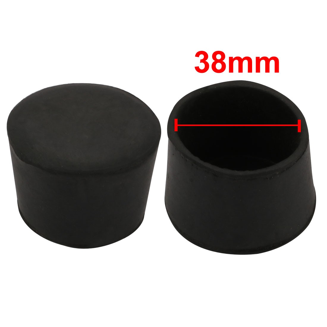 2pcs Furniture Desk Chair Round Rubber Leg Tip Cap 38mm Inner Diameter Black
