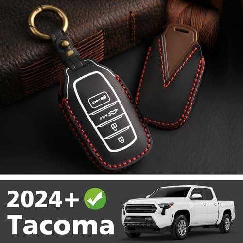 Muslogy Key Fob Cover Leather Case Compatible with Toyota Tacoma 2024 2025 20…