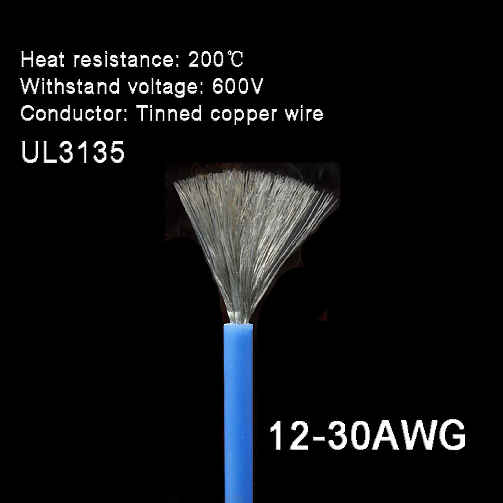 Blue 12-30AWG Flexible Silicone Wire Cable, HIGH TMPE 200℃, Tinned Copper Wire