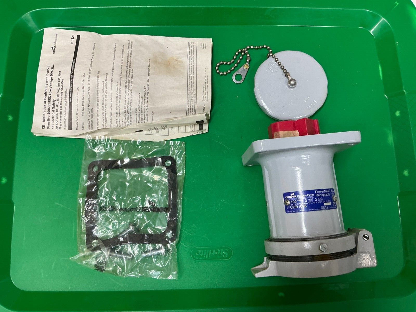 *FREE SHIPPING* CROUSE HINDS CDR1033 100Amp, 3W, 3P, 600V Powermate Receptacle