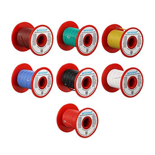 BNTECHGO 24 Gauge Silicone Wire Kit 7 Color Each 100 ft Flexible 24 AWG Stran…