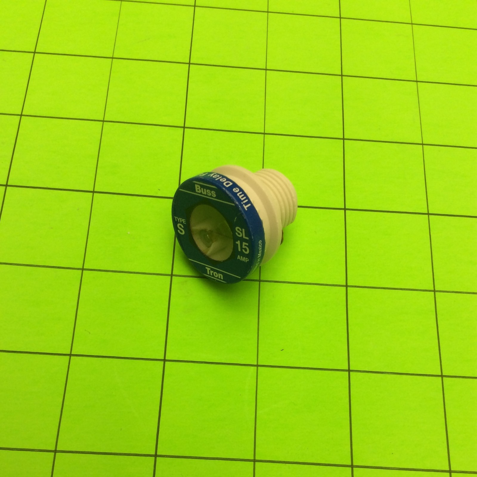 Single Fuse. 15AMP Type S Buss Tron Time Delay Fuse