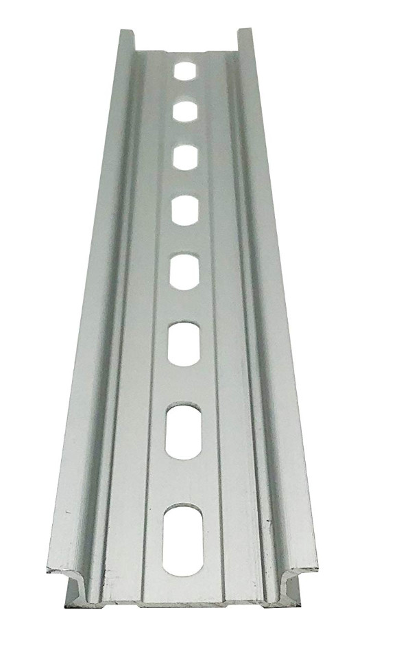 Slotted Aluminum DIN Rail, 35mm x 8”, Silver – 2 Pieces + 4 #10 S.S Screws