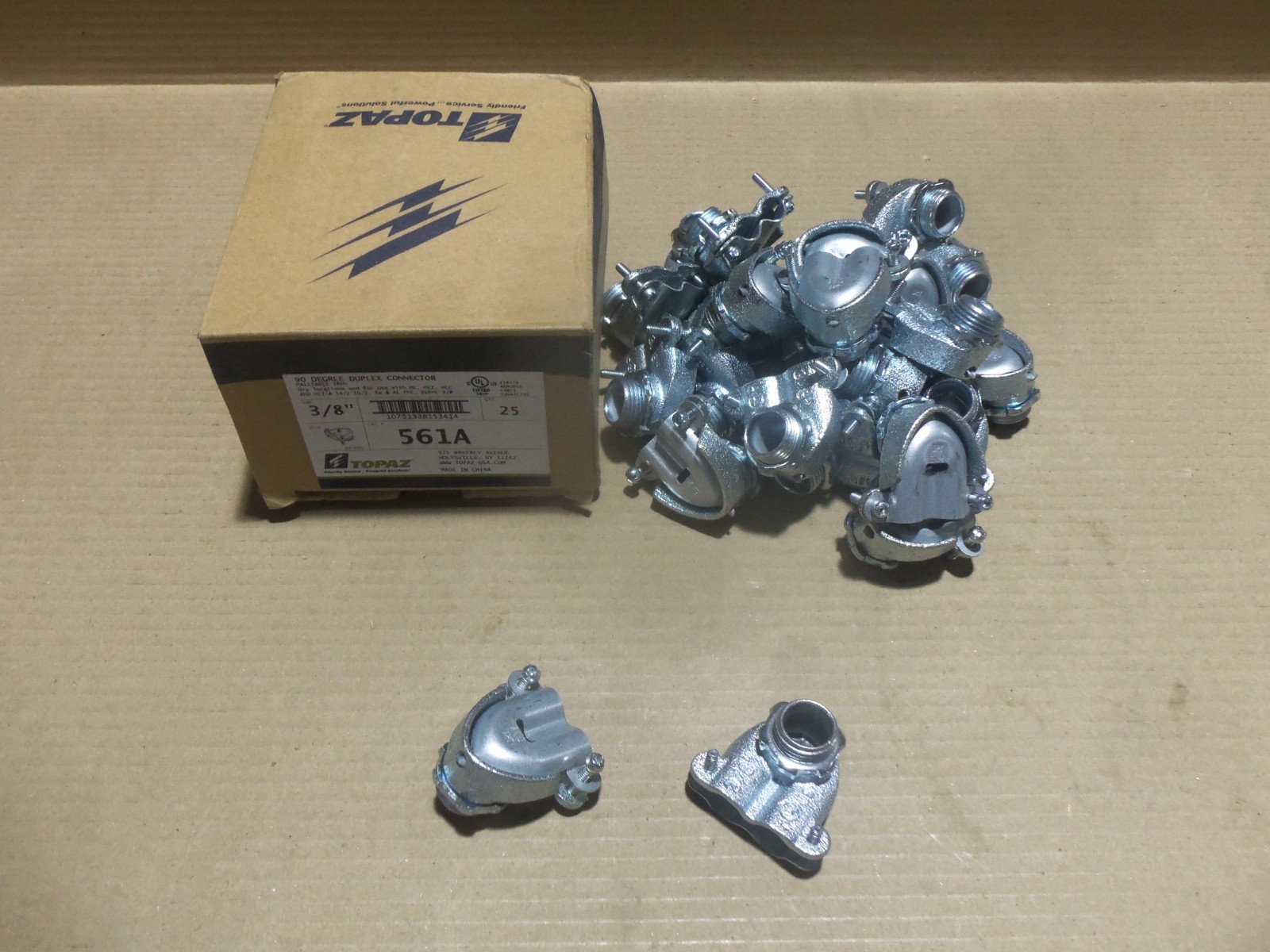 NEW Topaz 561A Box of 25 3/8″ 90 Degree Duplex Connector AK
