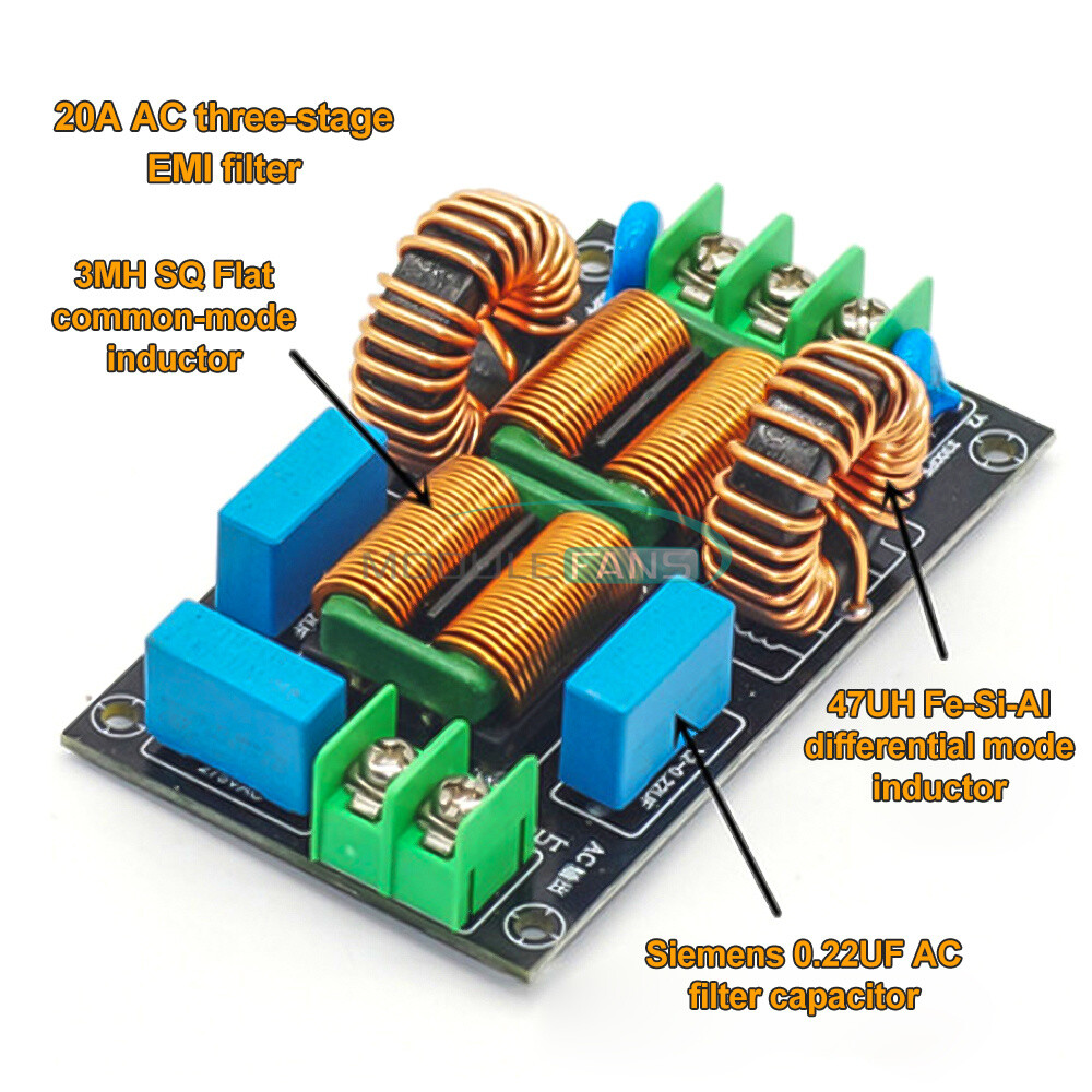 AC110-250V 4/10/20A 3-stage EMI AC Filter Board Audio Power Amplifier Module-