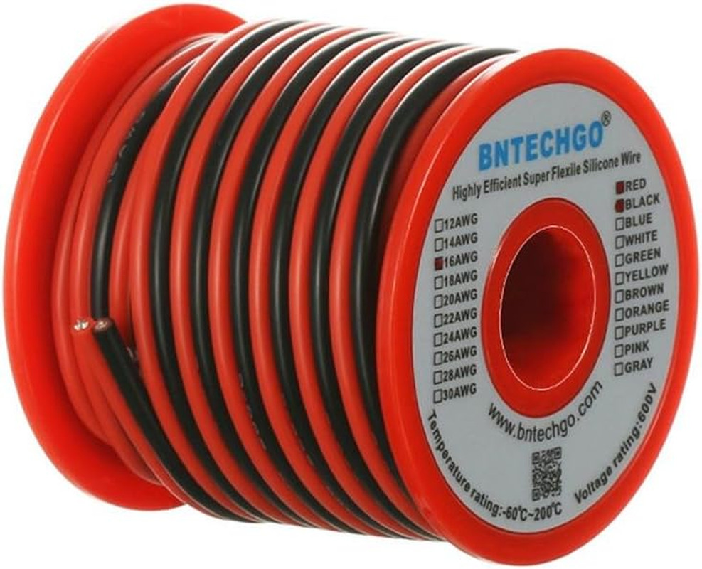 16 Gauge Flexible 2 Conductor Parallel Silicone Wire Spool Red Black