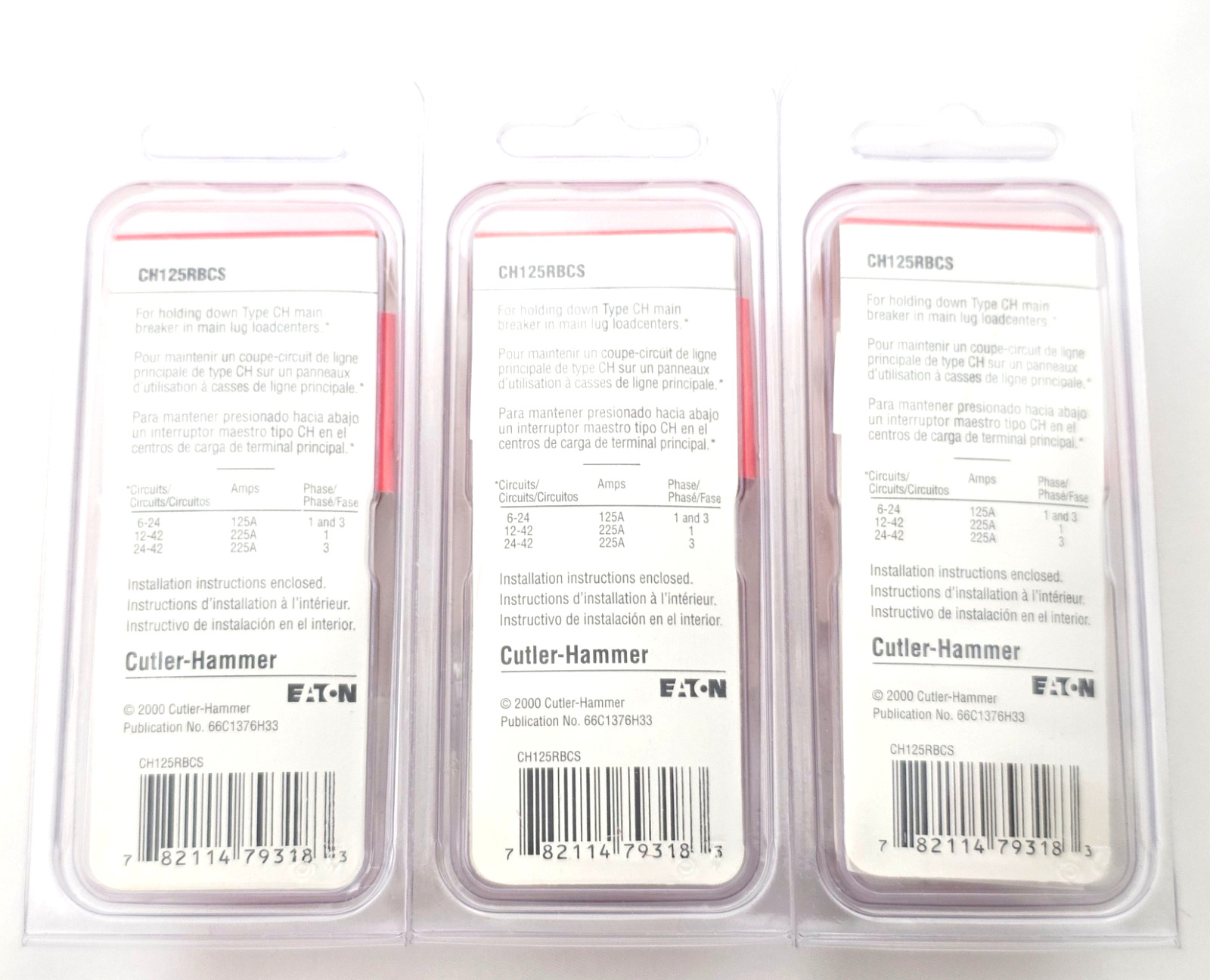 Lot of 3 Cutler Hammer CH125RBCS Hold Down Kits For Type CH Main Circuit Breaker