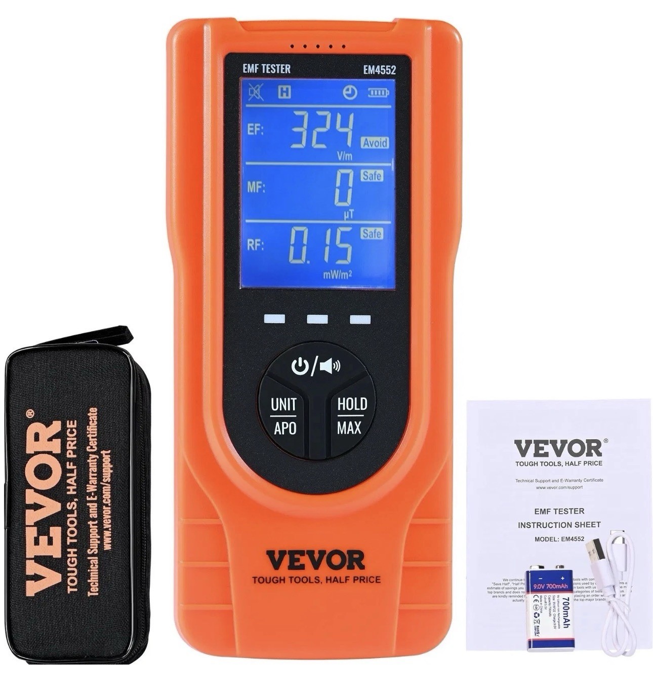 3-in-1 EMF Meter, 5Hz – 6GHz, Handheld Rechargeable Electromagnetic Field Radi