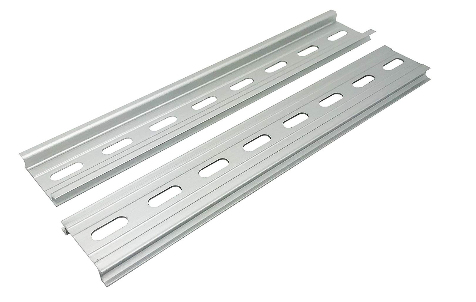Slotted Aluminum DIN Rail, 35mm x 8”, Silver – 8 Pieces with 16 #10 S.S Screws
