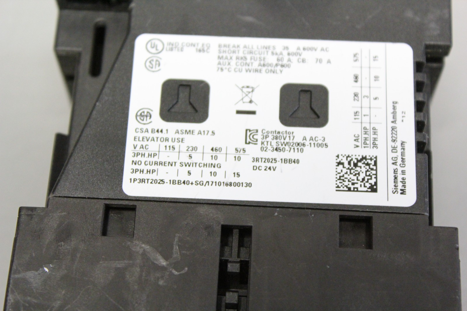 SIEMENS SIRIUS 3RT2025-1BB40 CONTACTOR MODULE (B)