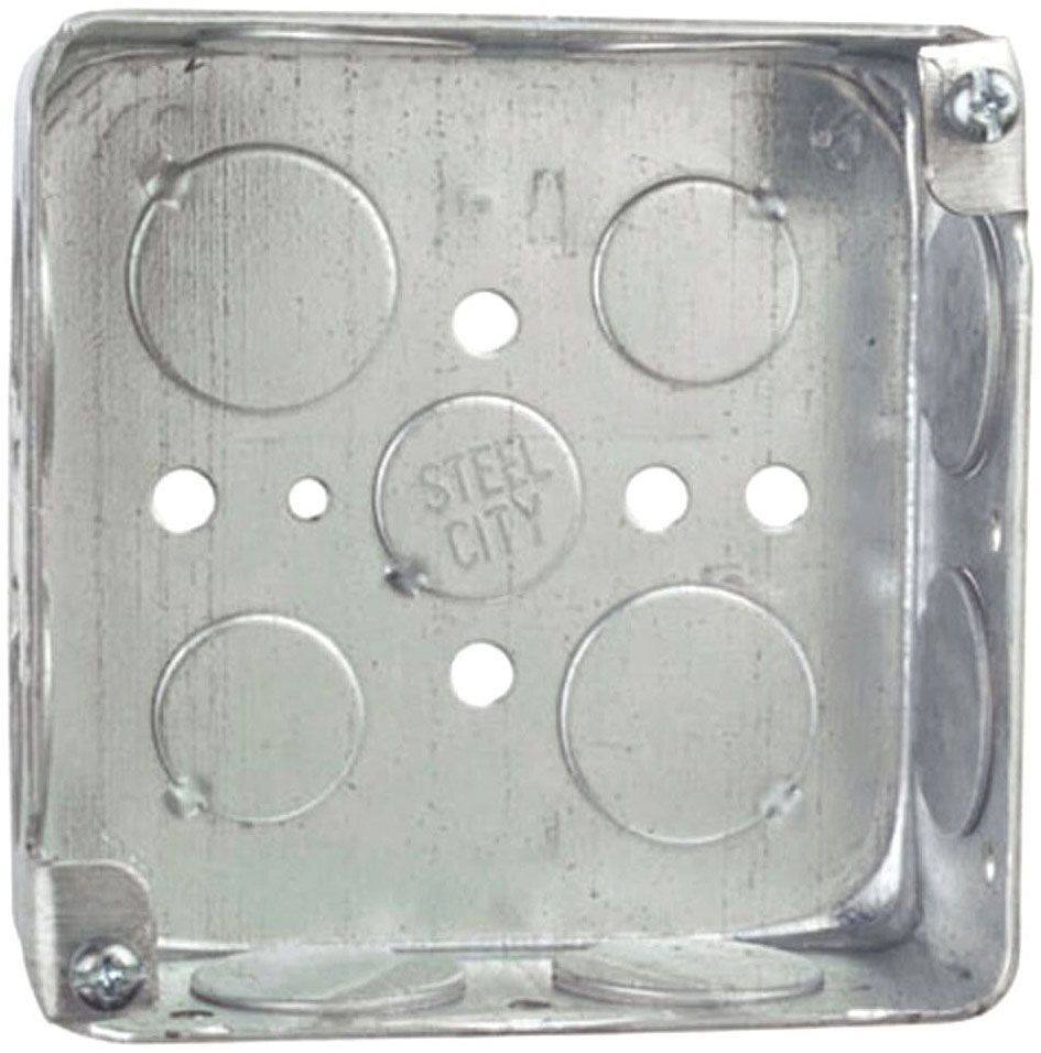 Steel City 52151-3/4, 4″ x 1-1/2″ x 4″, Electrical Square Outlet Box, 1 pc