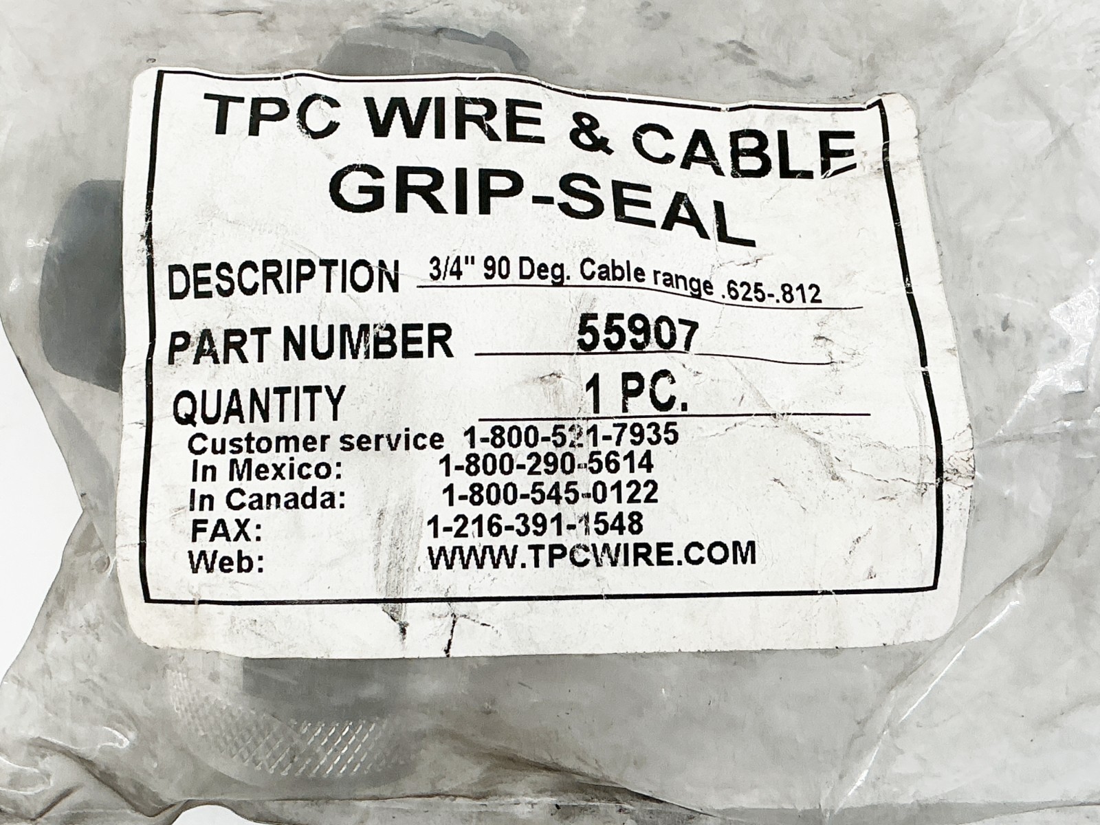 New Lot of 3 TPC 55907 3/4″ 90Deg Cable Range 625.812