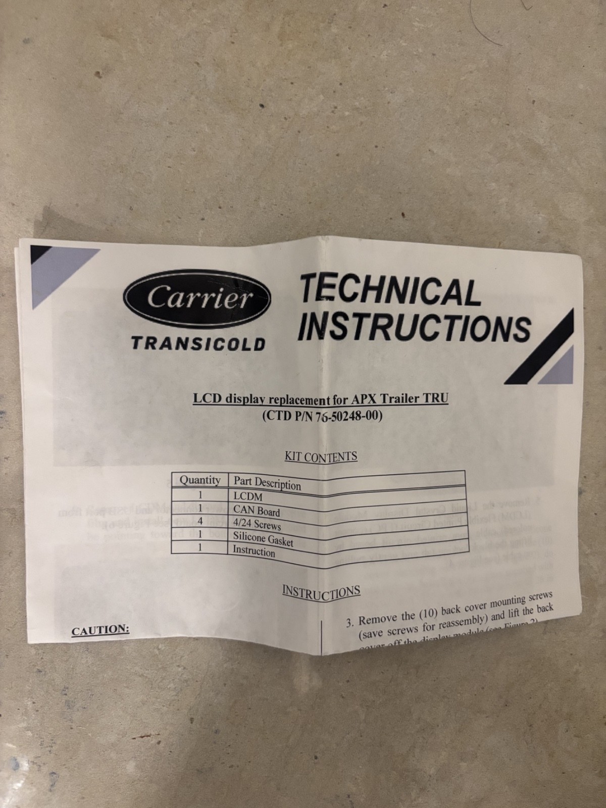 CARRIER TRANSICOLD LCD DISPLAY REPLACEMENT FOR APX TRAILER TRU, ORIGINAL