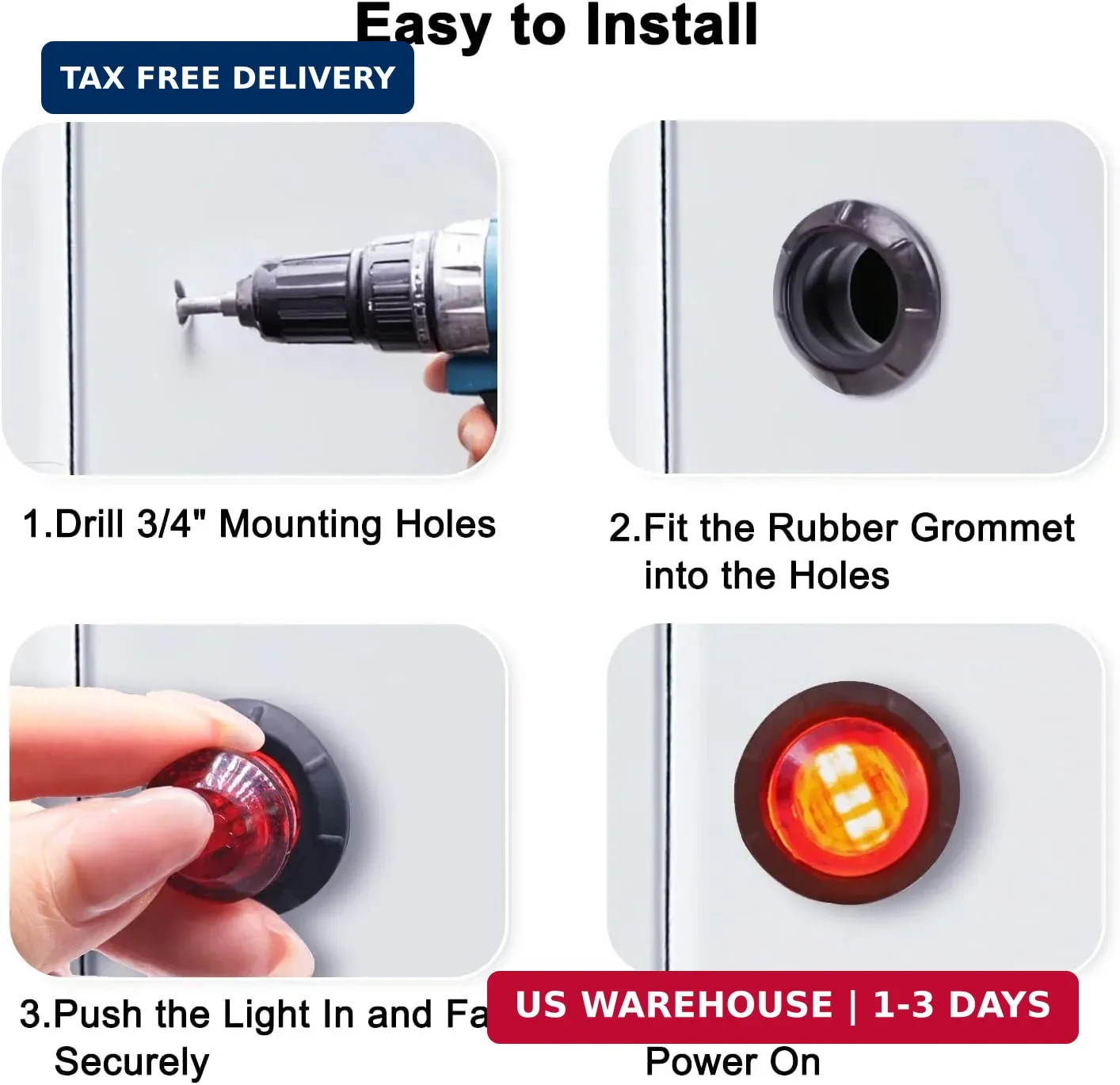 20pcs 3/4 Inch LED Marker Lights – 3rd Gen Round Mini Amber/Red Clearance Lights
