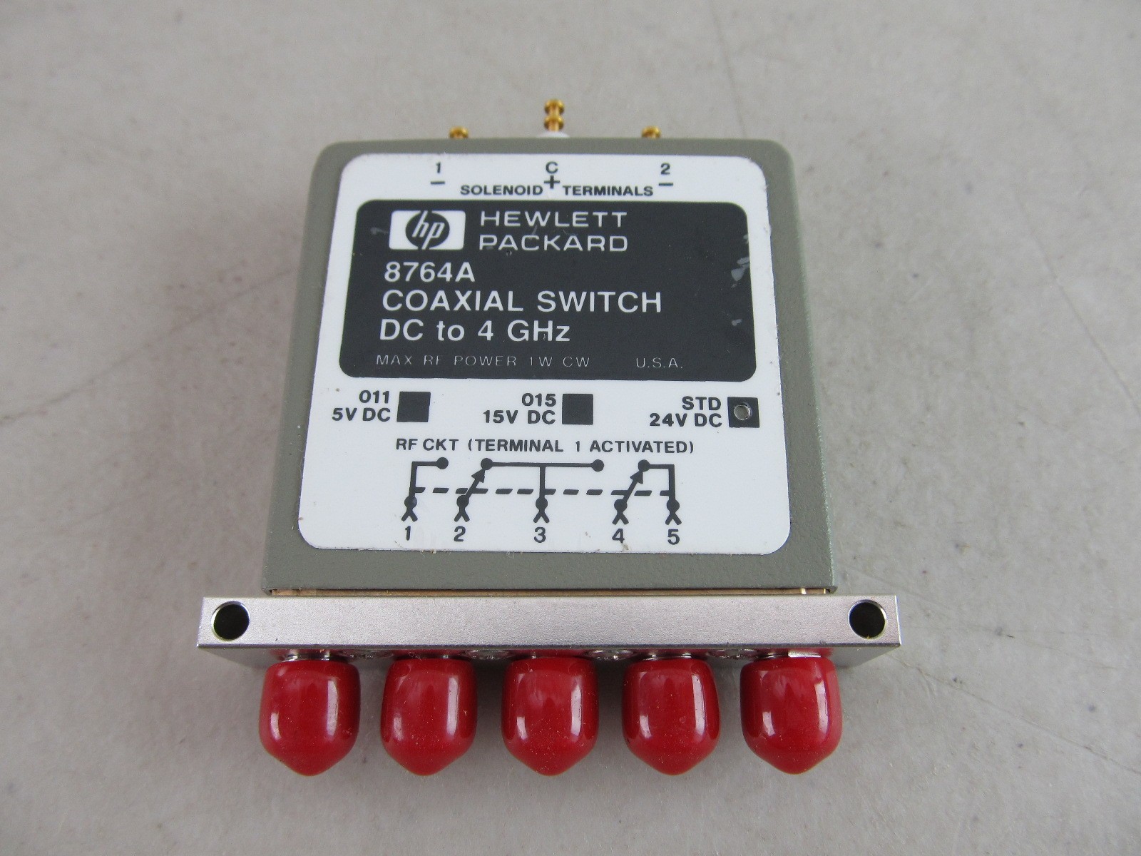 HP / Agilent 8764A, DC to 4 GHz, 24 VDC, SMA (F), 5 Port Coaxial Switch