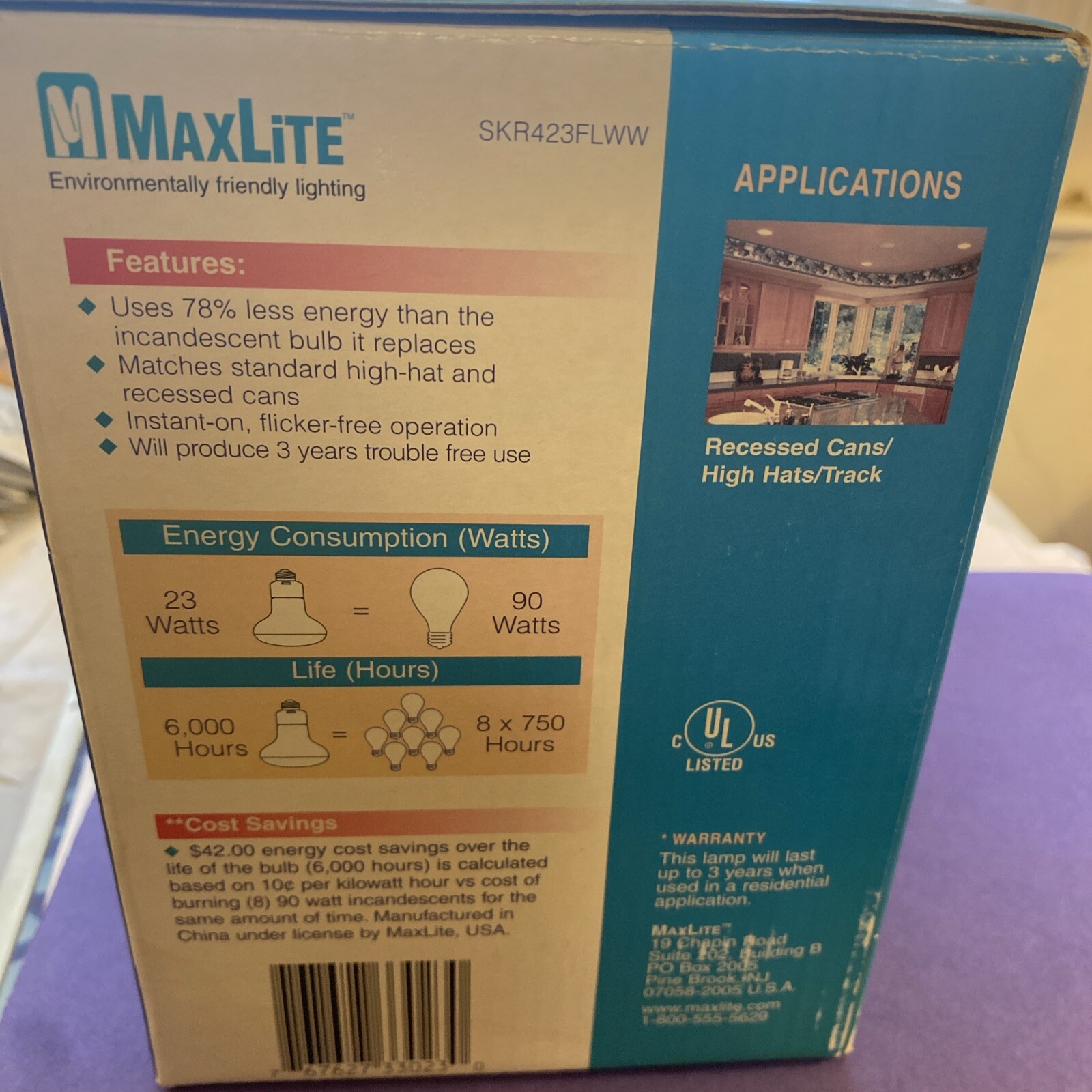 MAXLITE SKR423FLWW 23 Watts R40 950 Lumens 6000 Hours Energy Saving Flood New