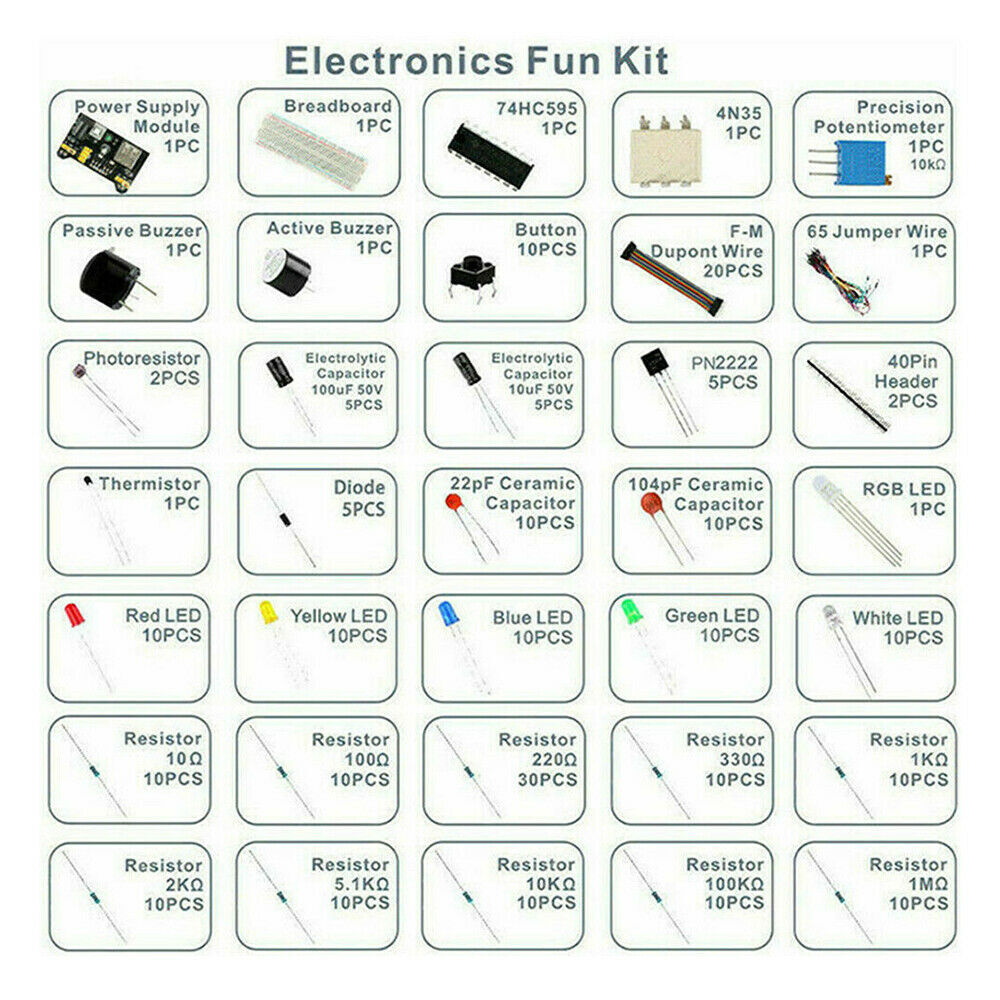 Electronics Components Starter DIY Set w/830 tie-points Breadboard Power P6T7