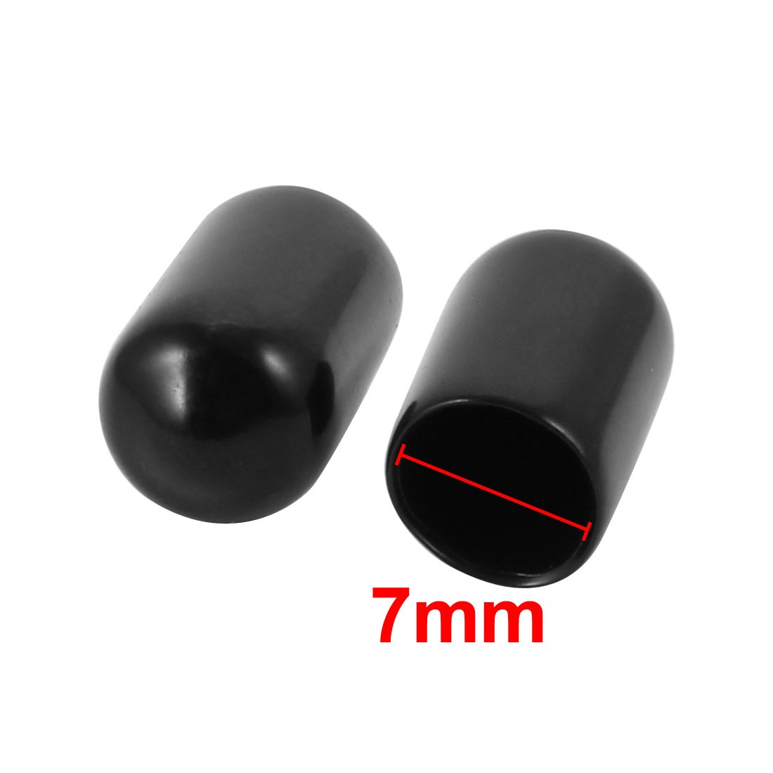 10Pcs 7mm Inner Dia PVC Flexible Vinyl End Cap Thread Protector Cover Black