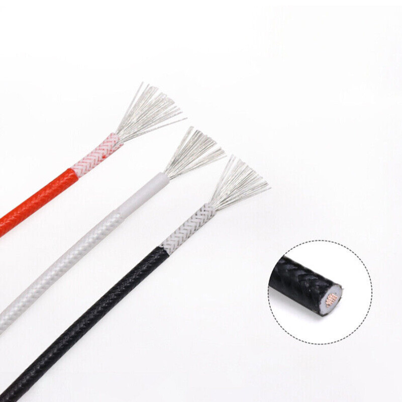 0.3mm²-6mm² High Temp 250℃ Braided Fiber Glass Silicone Wire Tinned Copper Cable
