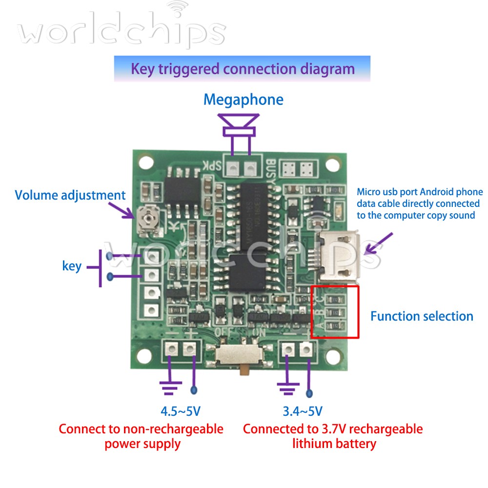 1~10PCS 8M Sound Recorder Module Voice MP3 Music Key Control For Greeting Card