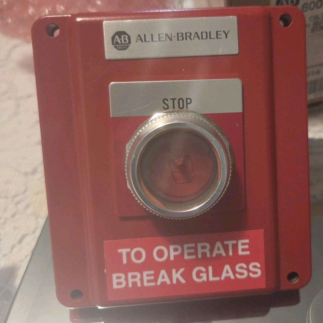 NIB Allen Bradley 800TNX114 Break Glass Emergency Stop Push Button Station Nos