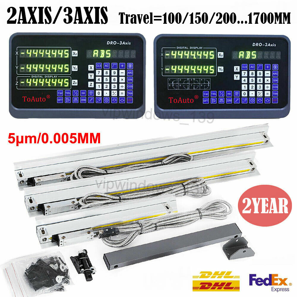 3/2Axis Digital Readout DRO Display Linear Scale 100~1000MM for Mill Lathe CNC