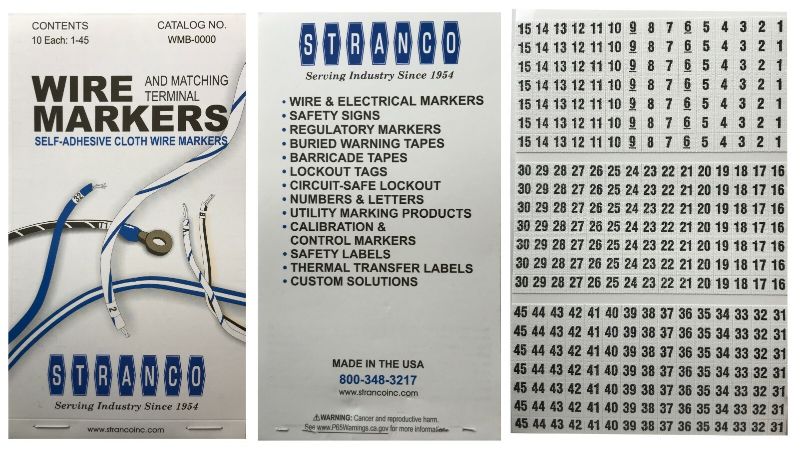 Stranco WMB-0000 Electrician 450 Cloth Sticker Wire Marker Booklet 10 Each 1-45