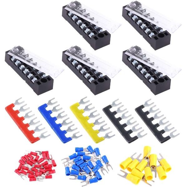 70pcs Terminal Block Set, 5pcs 6 Position Screw Terminal Strip 600V 15A
