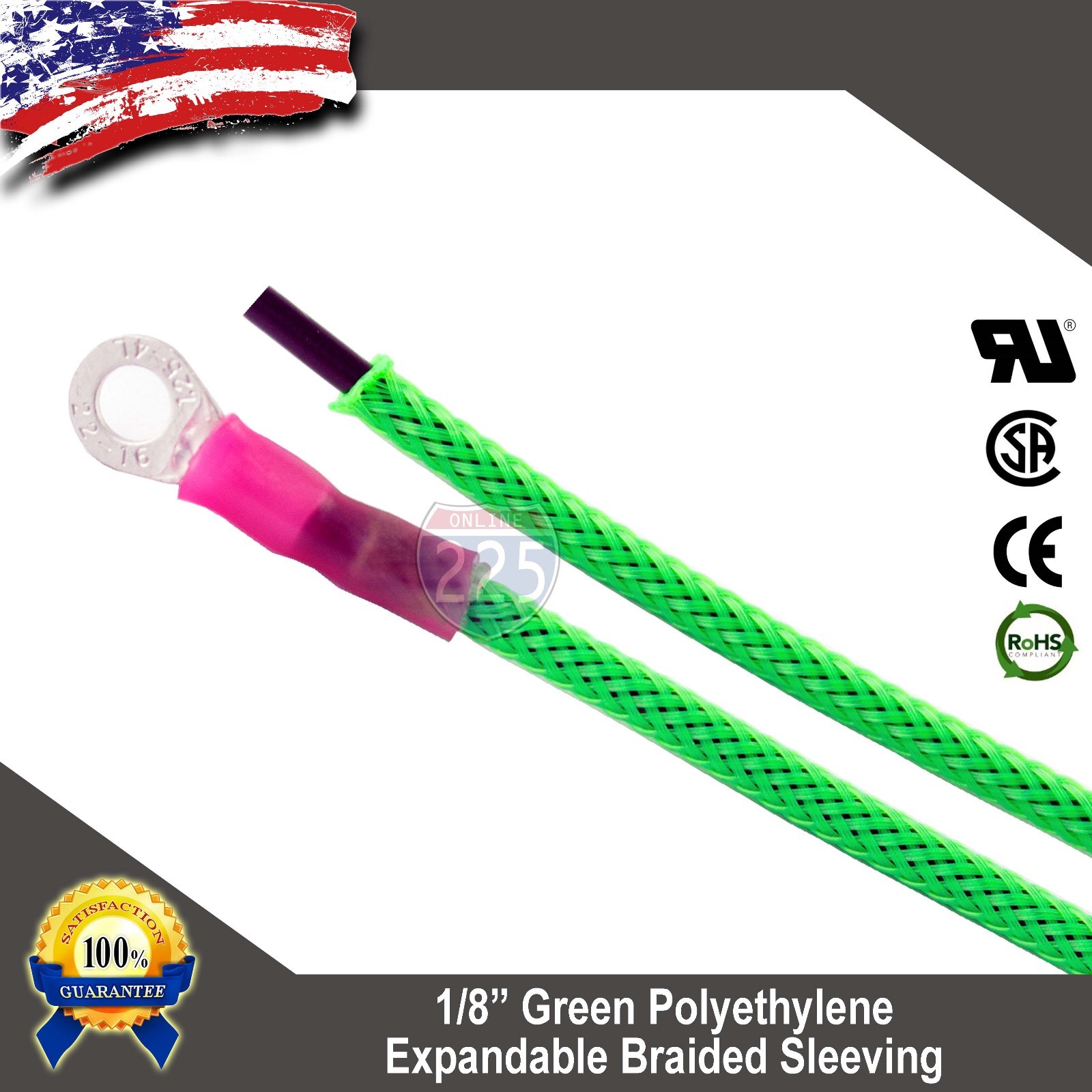 50 FT 1/8″ Green Expandable Wire Cable Sleeving Sheathing Braided Loom Tubing US