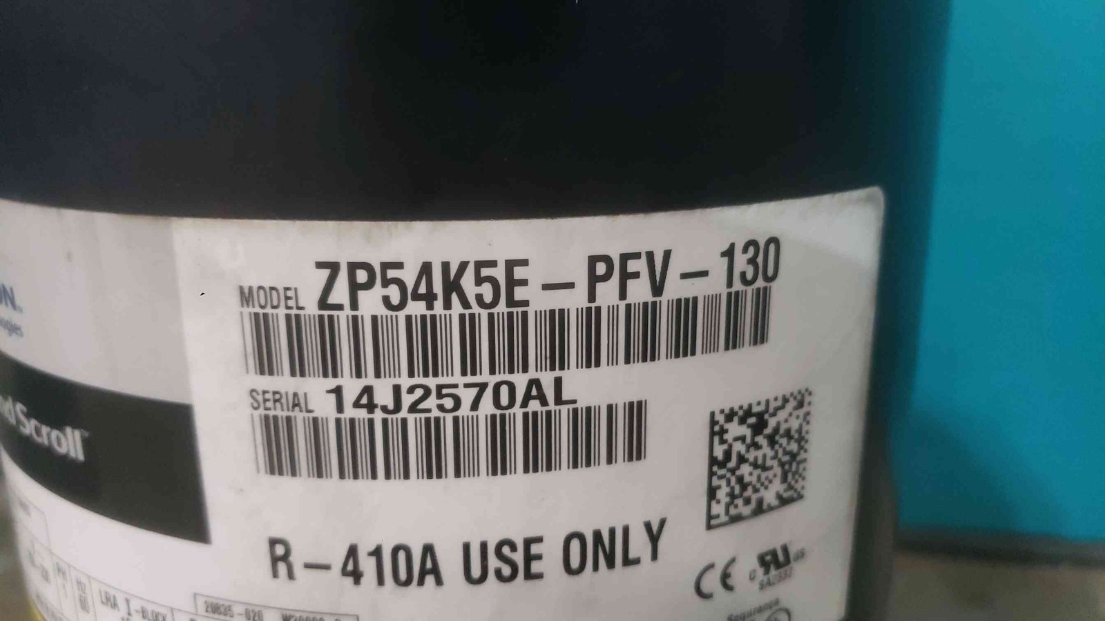 Copeland Scroll 4.5 Ton AC Compressor ZP54K5E-PFV-130 R410A 230V 1PH Emerson