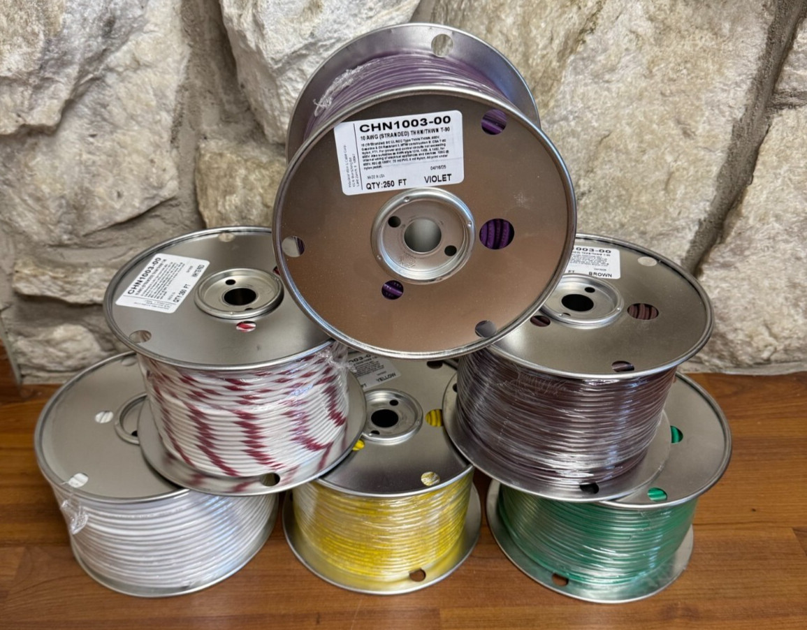 250 FT THHN/THWN WIRE- 10 AWG STR 600 V —7 COLORS AVAILABLE