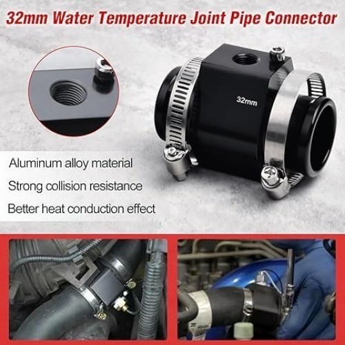 32mm 1-1/4″ Aluminum Radiator Hose Water Temperature Sensor Adapter Size: 32mm